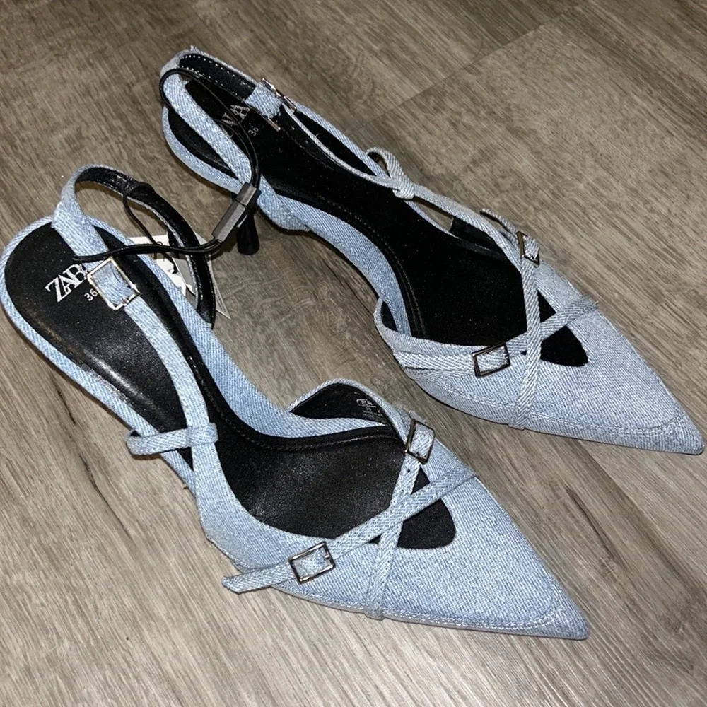 Zara denim heels